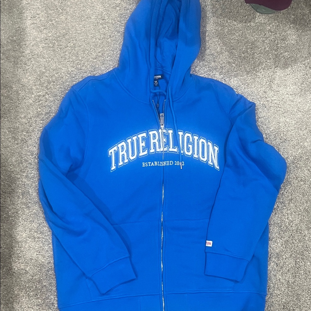 2 peace True Religion Royal Blue Zip-Up Hoodie and pants